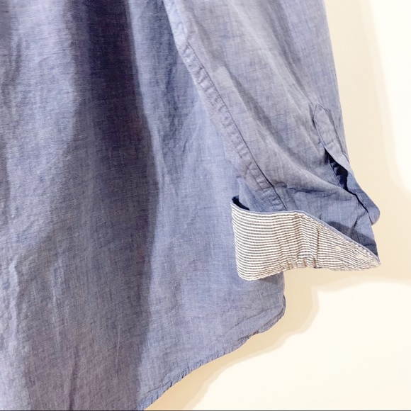 Izod Button Down Micro Stripe Long Sleeve Cotton Shirt with Contrasting Cuffs 💙 - Picture 6 of 12